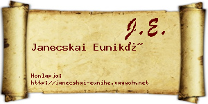 Janecskai Euniké névjegykártya